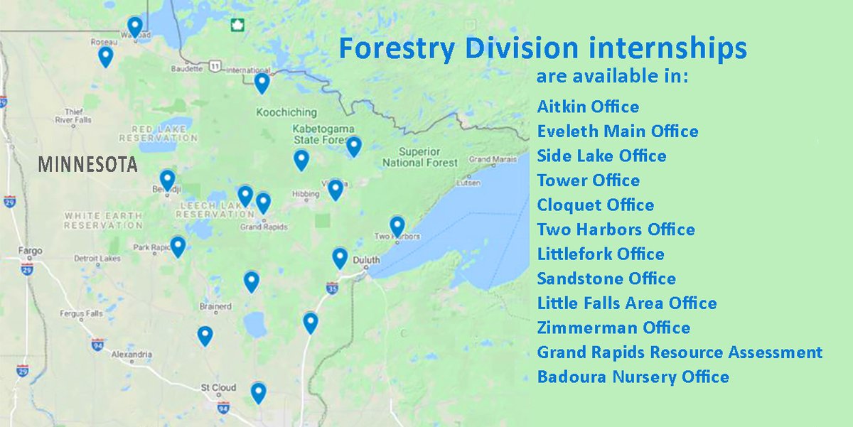 Hey forestry &amp; natural resource students-

DNR Forestry division is hiring 25 summer interns in locations all across the northern half of Minnesota!

🌳 apply by Feb 6
🌲 start in early April to mid-June
🌳 $15/hour

Learn who's eligible &amp; how to apply: go.usa.gov/xtqSZ
