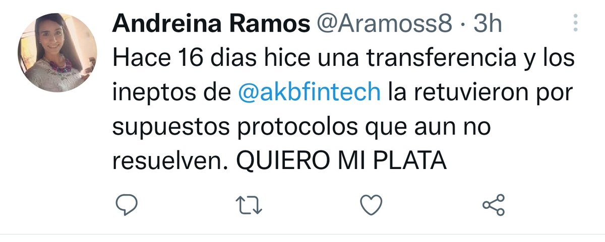 dlrnoticias's tweet photo. #6Ene | Usuarios de @akbfintech denuncian sentirse estafados por la plataforma ya que las transacciones no se hacen efectivas. 

Atención @Guillermosq37 https://t.co/WKQUdrsFyG