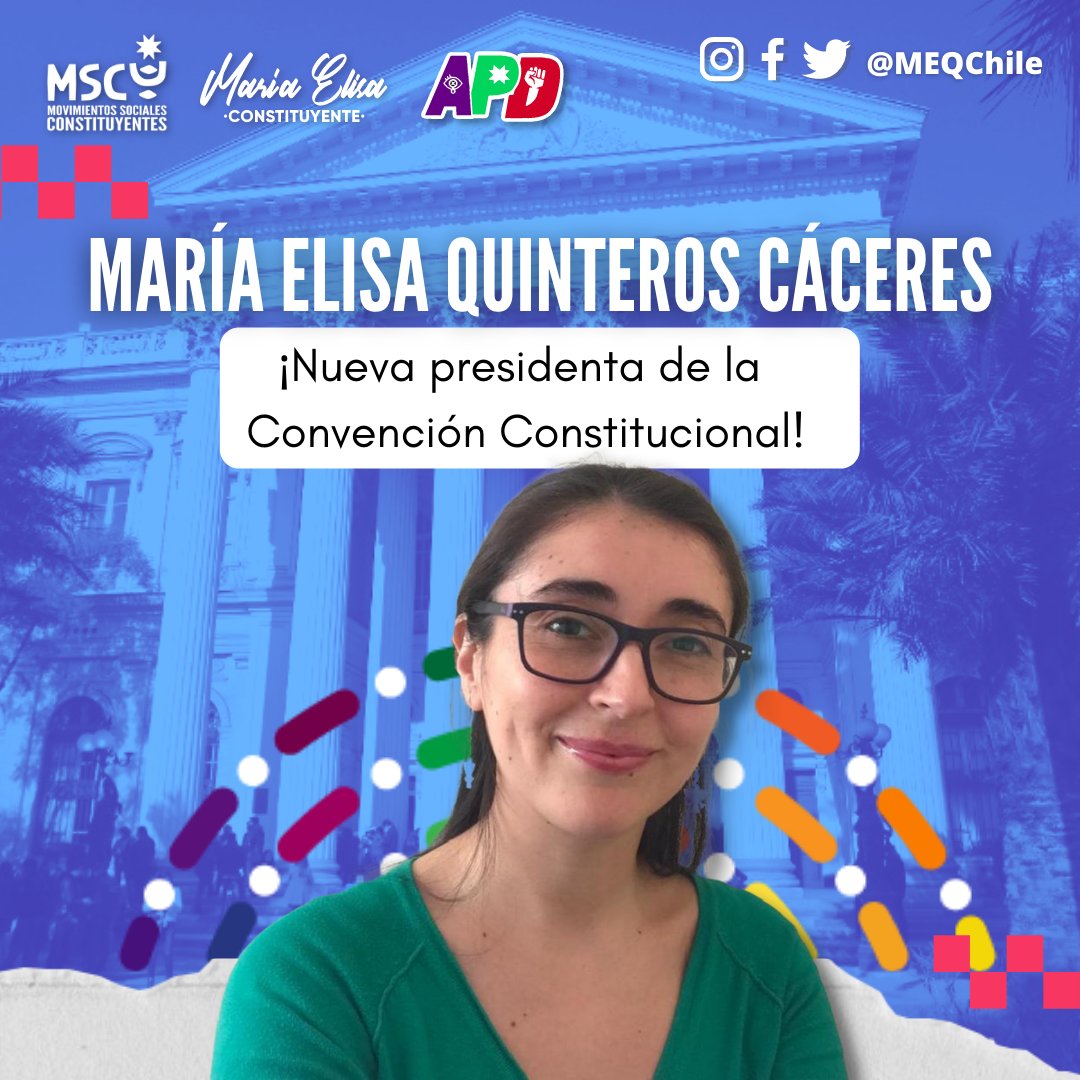 MEQChile's tweet photo. Agradezco la confianza qué me entregaron para llevar a buen Puerto este proceso que es de todas y todos las y los chilenos.💚

Agradecer a Movimientos Sociales Constituyentes  y todos quienes me apoyaron, muchas gracias 🤗
@MSC_MovSociales https://t.co/geDzOYjz3e