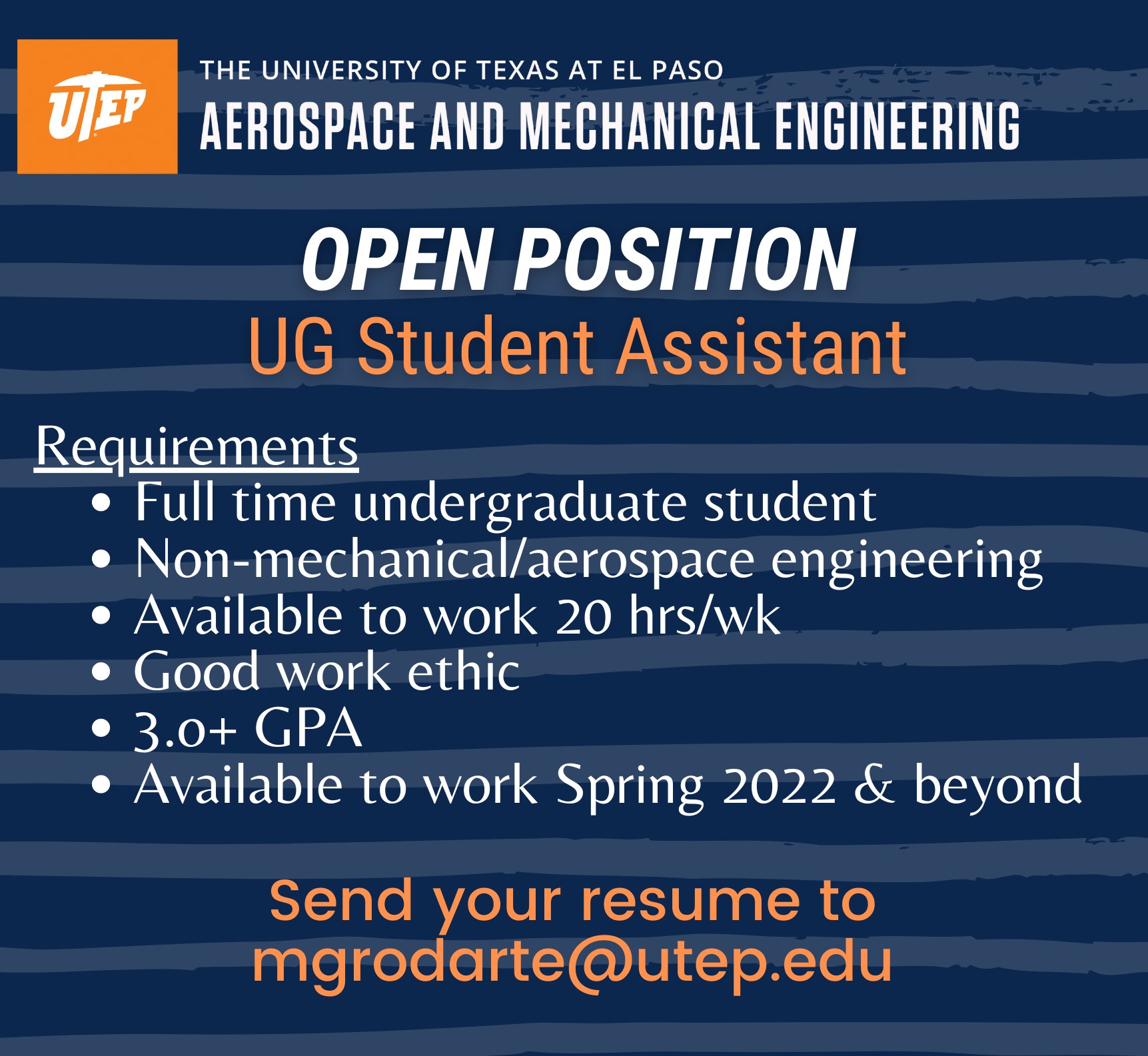 Utep Finals Schedule Spring 2022 Utep Aerospace & Mechanical Engineering (@Utepmechanical) / Twitter