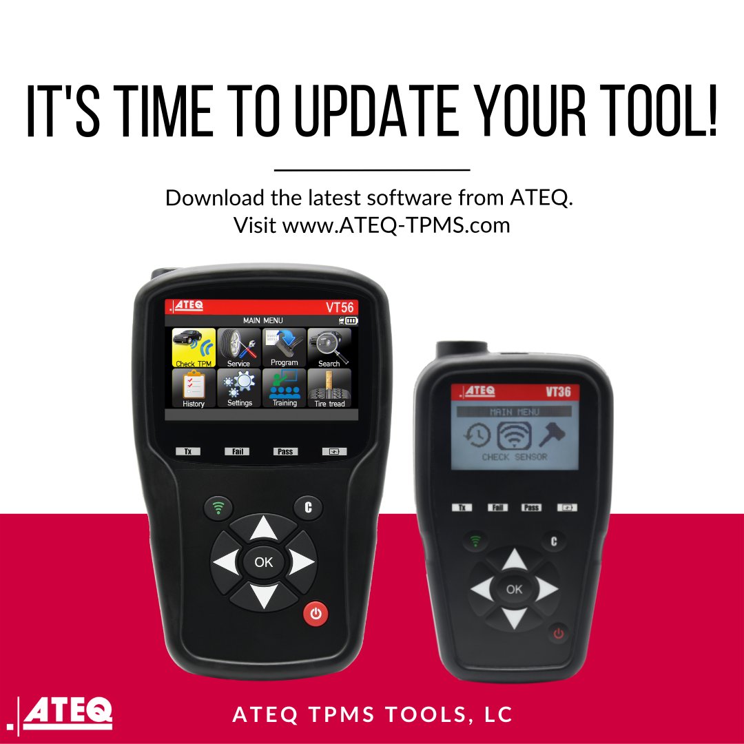 ICYMI: The Q4 software update is now live! Be sure to update your tool to take advantage of the latest features. 

View and download the new software:

North America Region👉zcu.io/pznv
Europe Region👉zcu.io/IrZu

#ATEQ #TPMS #SoftwareUpdate