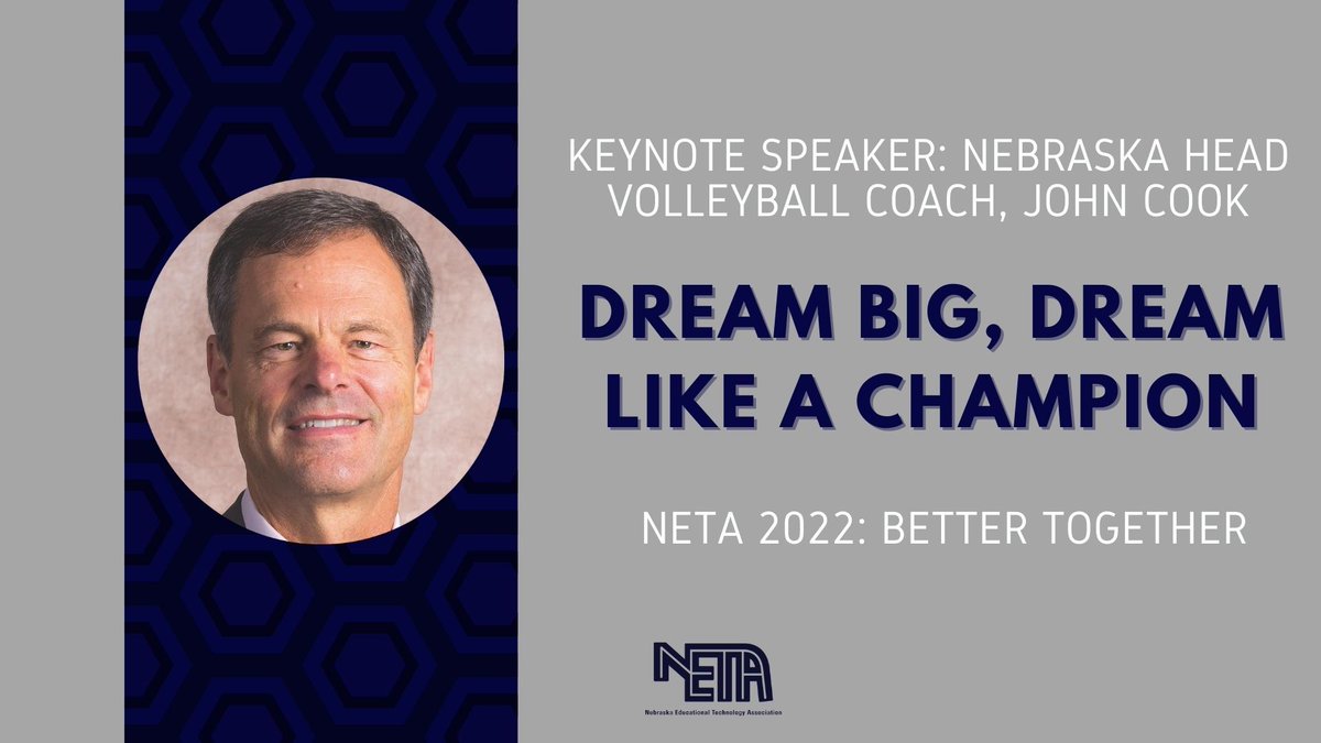 Our keynote speaker <a href="/jcook2/">John Cook</a>, wants to see YOU at the #yourNETA Spring Conference! 

If you're an administrator, coach, or tech director, you do not want to miss his presentation "Dream Big, Dream like a Champion! 

Register here! bit.ly/3wPCb33