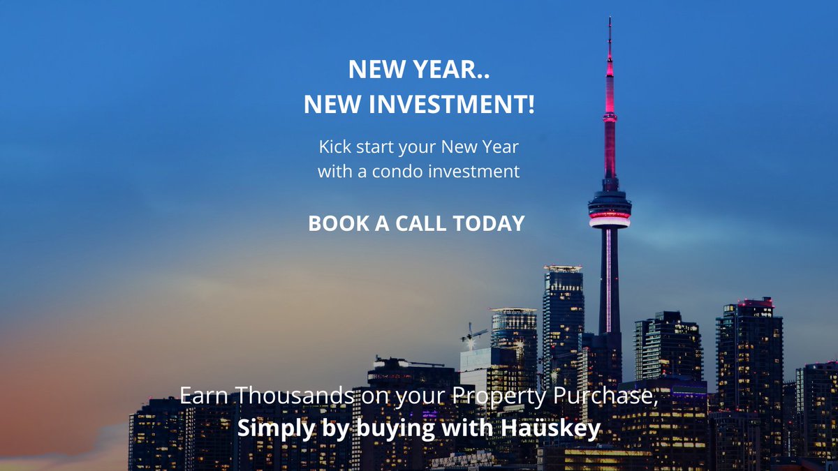 🔑Welcome the new year with a new condo Investment with Haüskey. 
📣Earn thousands in cash back rebates. Ask us how! Book a call with us: calendly.com/wmagill/

#Hauskey #haüskey #newyear #newinvestment #condos #HauskeyCanada #propertymarketplace #proptech