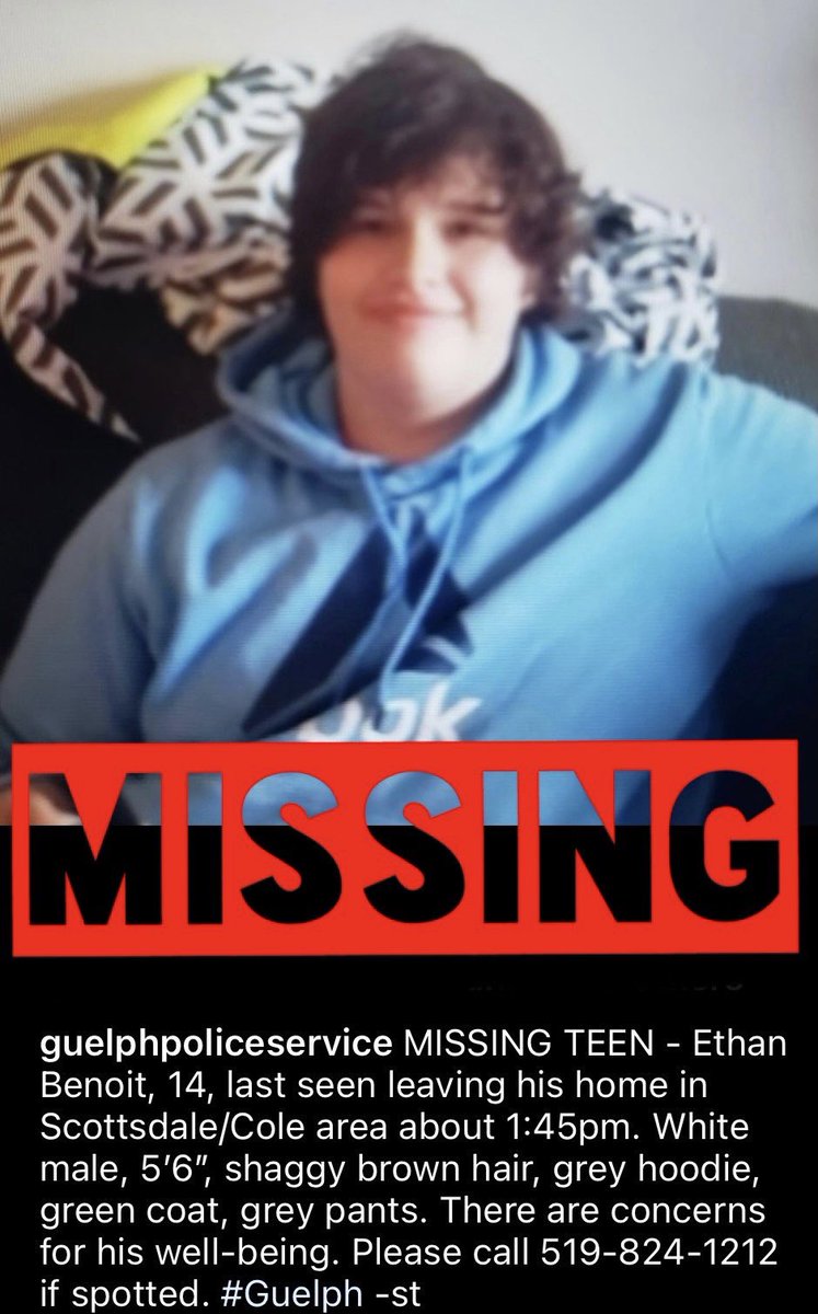 CamGuthrie's tweet photo. Retweet #Guelph! Let’s bring him home safe! 🙏🏻 https://t.co/6UNobCbBig