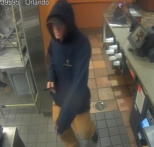 OrangeCoSheriff's tweet photo. CAN YOU ID? This man is responsible for an armed  commercial robbery that occurred on 01/03/2022, at 6:29 pm at the Taco Bell at 7601 S. Orange Blossom Trail. If you have any information or recognize the suspect, please contact @CrimelineFL  800-423-8477. https://t.co/rbg3sPBWyE