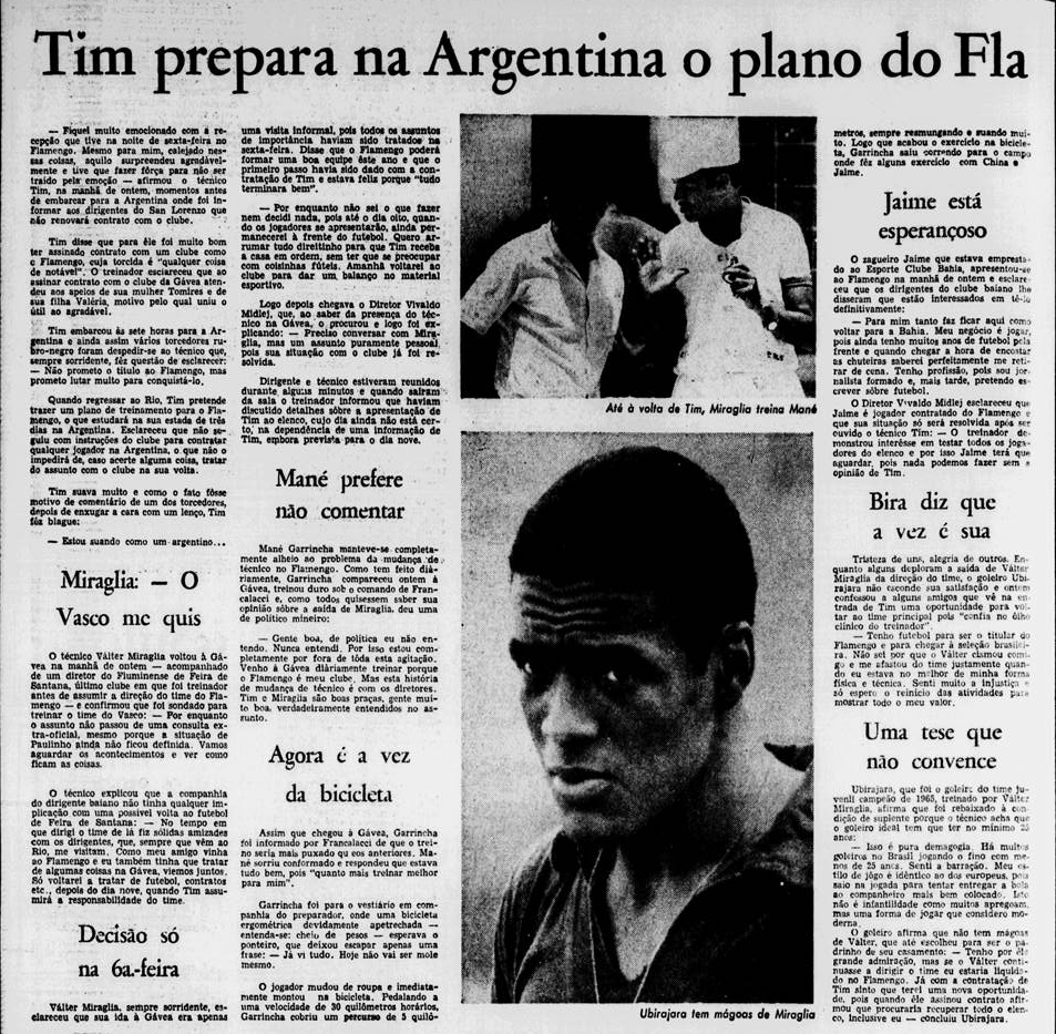 flahistoria's tweet photo. 05/01/1969 #flahistoria
[📰 Jornal dos Sports]

Tim prepara na Argentina o plano do Fla

🗣️ "- Não prometo o título ao Flamengo, mas prometo lutar muito para conquistá-lo" - téc. Tim

#FlaTim https://t.co/7hnYIH54un