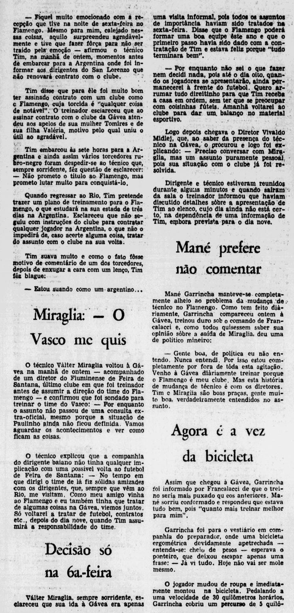 flahistoria's tweet photo. 05/01/1969 #flahistoria
[📰 Jornal dos Sports]

Tim prepara na Argentina o plano do Fla

🗣️ "- Não prometo o título ao Flamengo, mas prometo lutar muito para conquistá-lo" - téc. Tim

#FlaTim https://t.co/7hnYIH54un