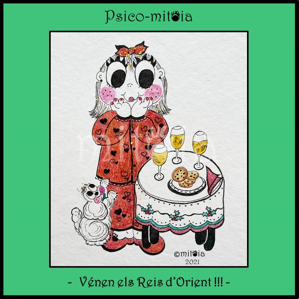 mitoia_'s tweet photo. NIT MÀGICA
Recordeu deixar alguna coseta pels Reisd’Orient, que segur vindràn amb gana i sed. Quina il.lusió i quins nervis!!!
Va vinga tothom a dormir!!!
.
#mitòia
.
.
.
#PsicoMitoia #BlogDeLaMitoia #Illustracions  #Nadal #Love #Christmas #COVID19 #ReisOrient #NitDeReis https://t.co/hk5k3wJvrl
