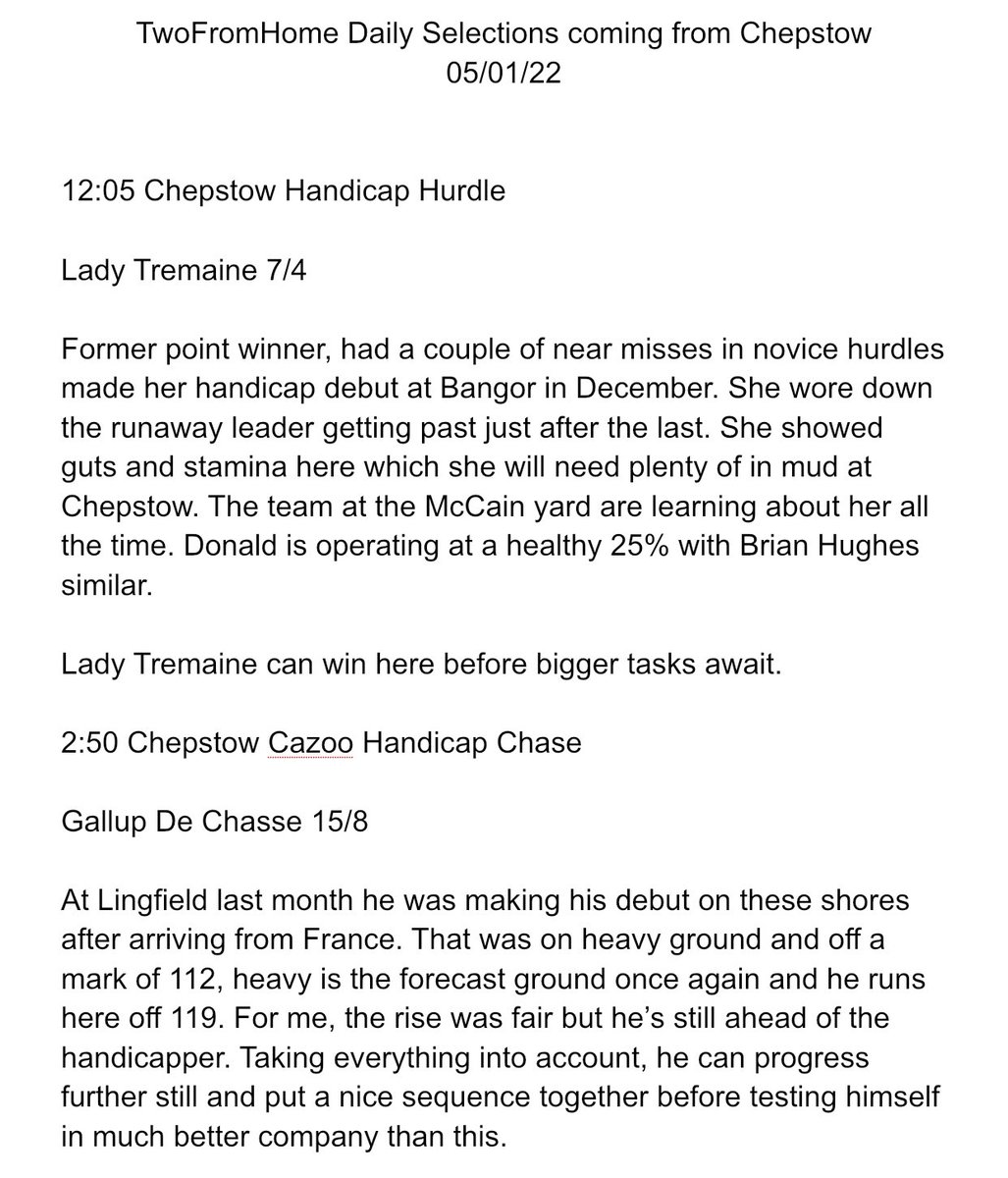TwoFromHome1's tweet photo. ⭕️ 🐎 Daily Selections 🐎 ⭕️

Tomorrow’s #dailyselections come from @Chepstow_Racing 🏴󠁧󠁢󠁷󠁬󠁳󠁿 and we think both have excellent opportunities to get back into the winner's enclosure! 

Click down below to read our thoughts 👇 https://t.co/PhOIMmcBvM