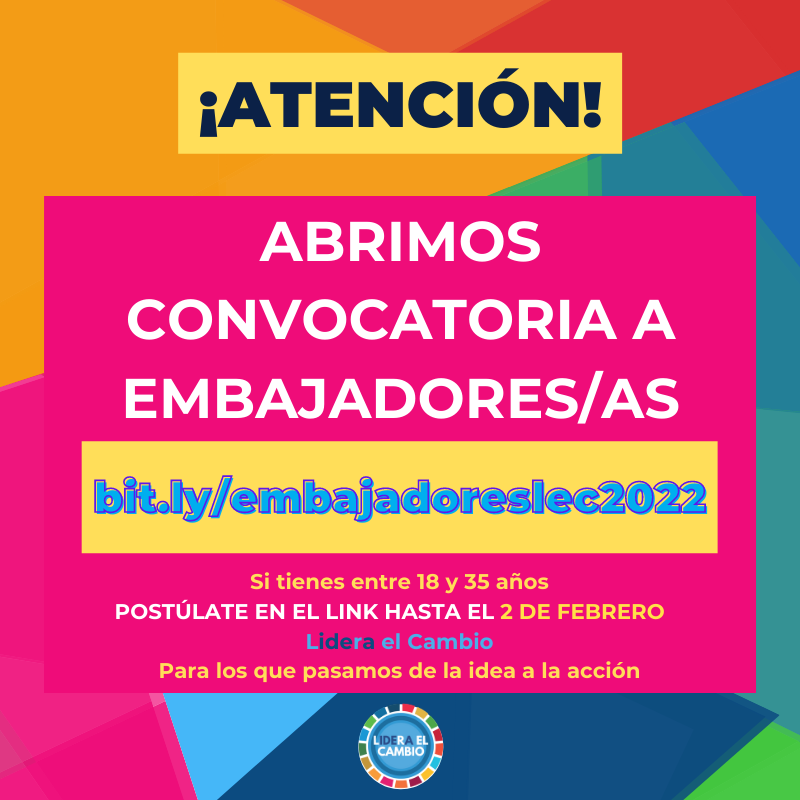 LideraCambio's tweet photo. #Convocatoria

Abrimos convocatoria a embajadores y embajadoras (dentro y fuera de Colombia). 

Si cumples con los requerimientos y quieres participar, puedes hacer hasta el 2 de febrero en https://t.co/TPAj7MaKsC

#Lideraelcambio #LideraElCambio2022 https://t.co/Xsz3me4Y0j