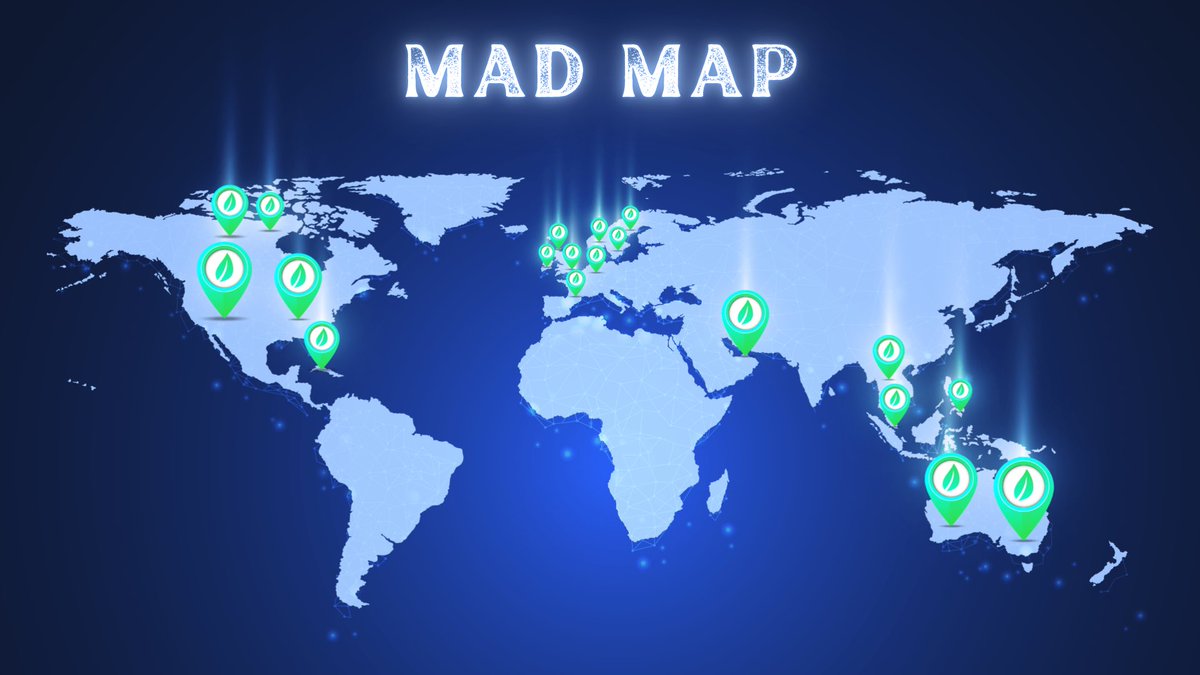 MADthefuture's tweet photo. MAD is grateful to already have investors, ambassadors, and partners from 14 nations around the world! Thanks everyone! Our community is growing fast! We’ll keep the #MADMAP updated. 😃👌 https://t.co/ORw6YqEEv7