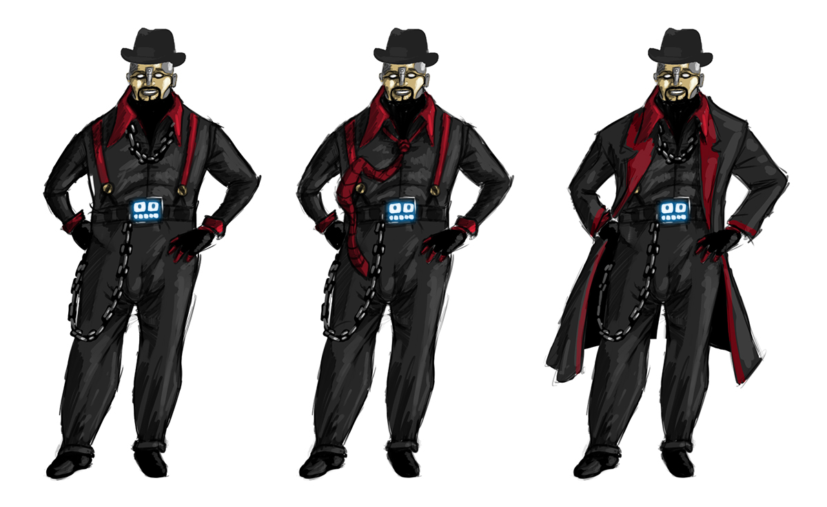 Bunny_Bennett's tweet photo. Zero the robot concept art I worked on circa 2016. The coat was actually made along with a matching vest, but they were far too hot to wear on stage for Bryan #steampoweredgiraffe https://t.co/RhbB9ATNt1