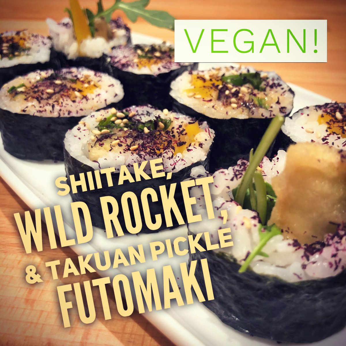 HinataTooting's tweet photo. First up when we re-open this Friday is our new vegan sushi. We think you’ll like our new addition, even if you’re not vegan! It’s on our tapas menu Wed-Sat #tooting #tootingbec #tootingbroadway #wandsworth #balham #clapham #collierswood #wimbledon #merton #earlsfield #streatham https://t.co/yRhHvIX9KM