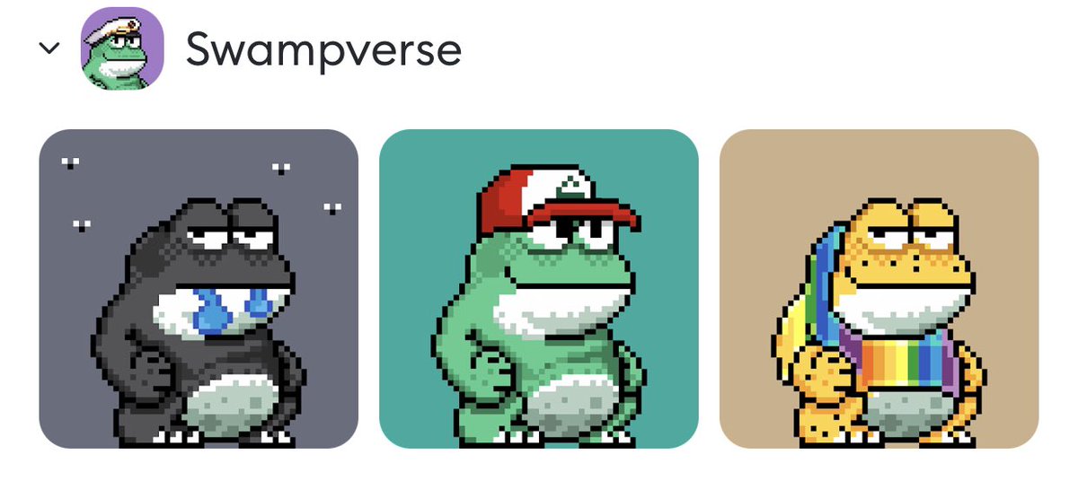 RPatraus7's tweet photo. @SwampverseNFT The swampverse , the one and only( and the best community) https://t.co/xPQ6ODcMhz