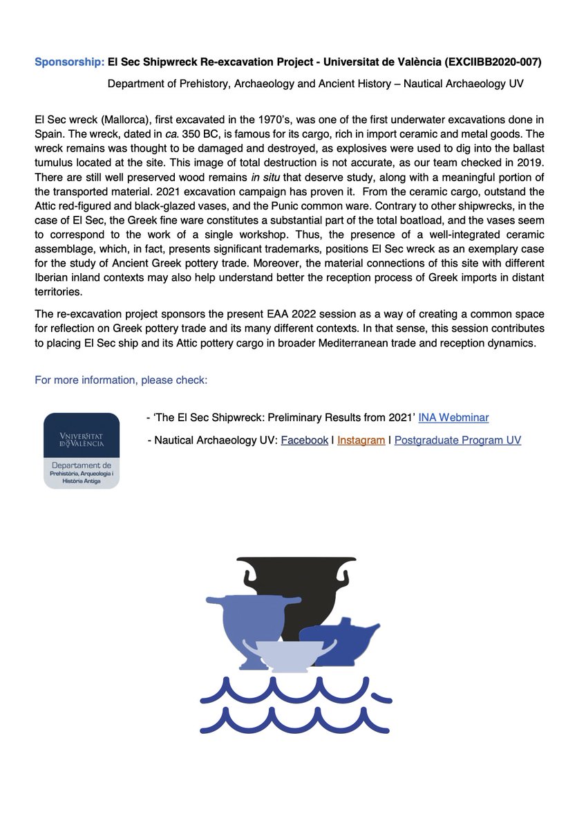 The CFP is out! A session on Ancient Greek Pottery Trade and Its Contexts at the EAA 2022 Conference in Budapest. Please, circulate 🤗 and send your proposals by February 10th. #eaa2022 #GreekPottery #AthenianPottery #ElSecShipwreck #AncientTrade