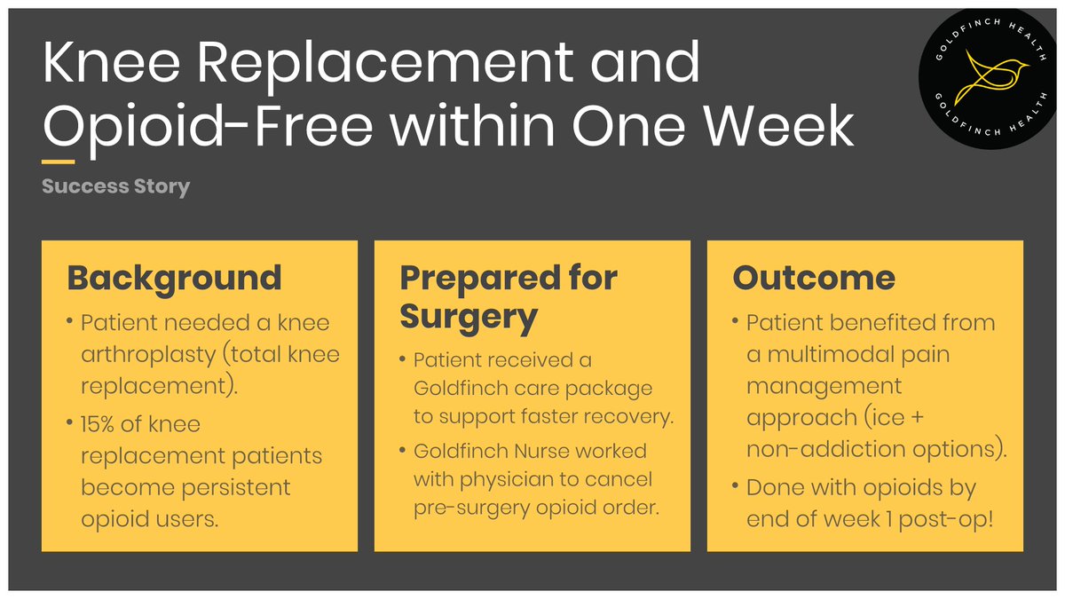 This week's success story...a knee replacement doesn't have to be a ticket to long-term painkiller use. 

#surgery #opioids #kneereplacement