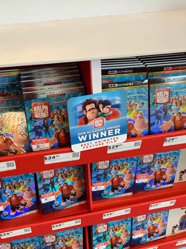 CallMeWillB's tweet photo. Sometimes I'll randomly remember that Disney assumed that Ralph breaks the Internet would win the Oscar for animated film that they sent this to retailers and that it ended up losing to into the spider-verse. Then I giggle to mesef https://t.co/jjPADNebGl
