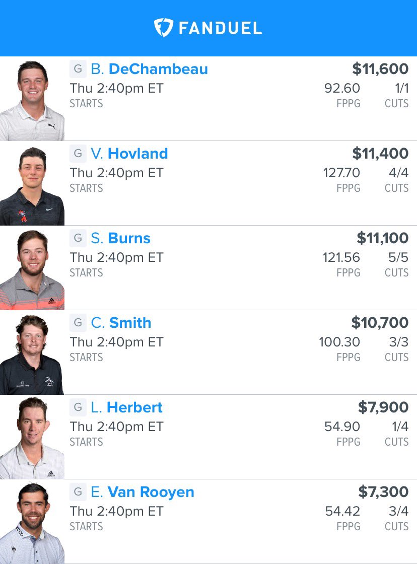 TheFD_Prophet's tweet photo. #FREE PGA Lineups for the weekend. Good luck. Like this post to let us know that you’re using them. #ProphetArmy https://t.co/5JwDUj7f7b