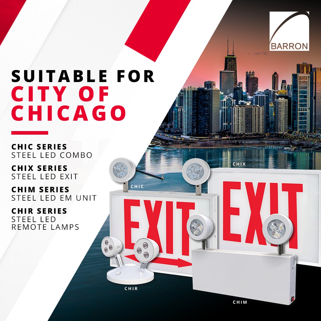 BarronLighting's tweet photo. Have you checked out our complete line of #products suitable for use in the City of Chicago? Featuring reliable #led illumination and durable steel construction.
.
.
.
.
.
#exitronix #chicago #cityofchicago #new #available #exitsigns #emergencyunits #barronlighting https://t.co/2zL67TBAYC