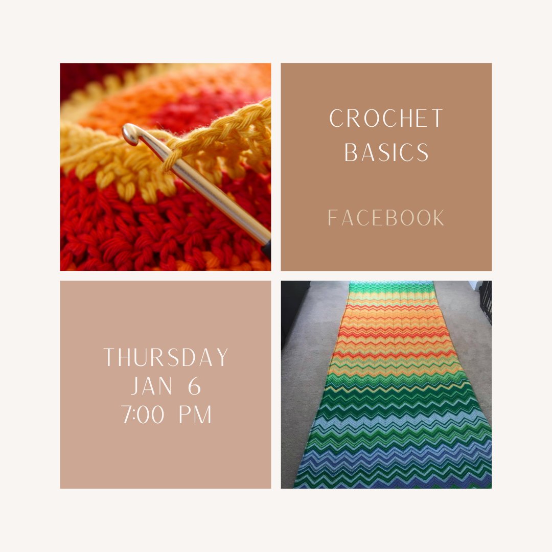 BirchardLibrary's tweet image. This month we&apos;re talking Temperature Blankets - what are they and how to get started. Thursday, Jan 6 at 7 pm on our Woodville Branch&apos;s Facebook page. facebook.com/WoodvilleLibra…
#AllThePrettyYarns  #CrochetBasics  #NewStitchEveryMonth