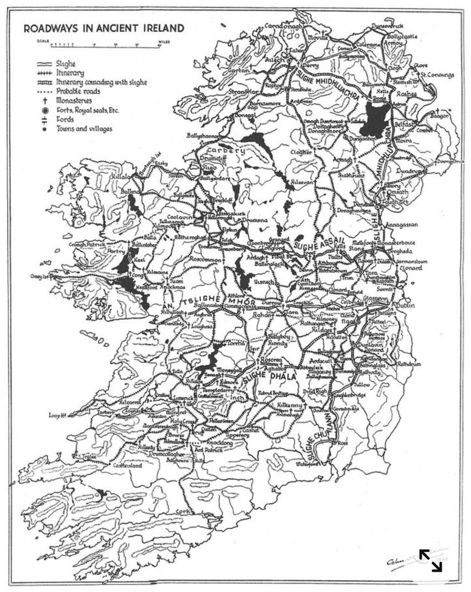 We have gotten used of idea of main roads radiating from Dublin, but, in ancient times, the 5 main road routes in Ireland emanated from Hill of Tara in Meath.

Slighe Chualann led south-east from Tara to Dublin, crossing the Liffey (hence Irish BAC), the Dodder &amp; then southwards.