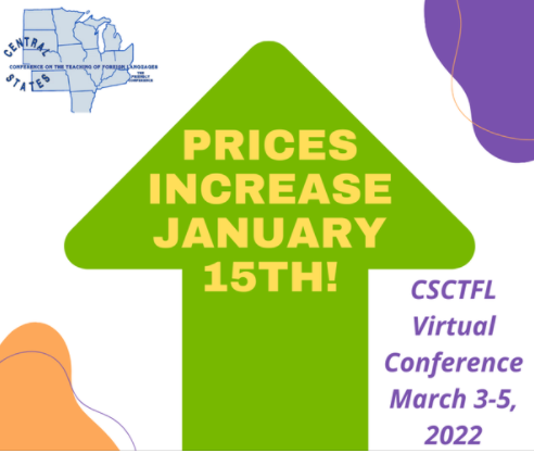 cslang4all's tweet photo. Don't forget to register for the 2022 CSCTFL Virtual Conference! The registration cost is all-inclusive, but prices go up on January 15th. Don't miss your chance to get early pricing! https://t.co/97R2O6zOMa for more info. https://t.co/VobrMGNKt6