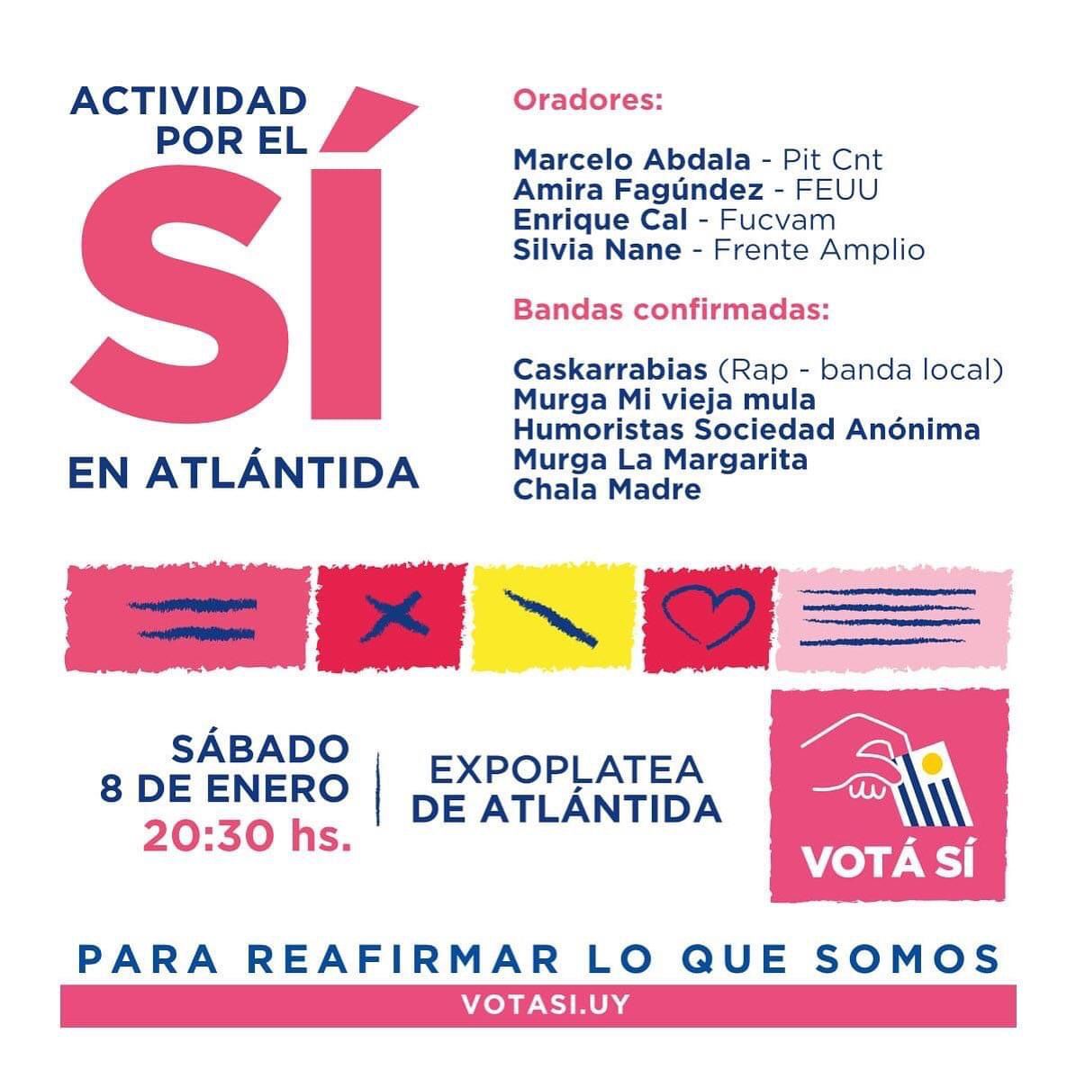 Desde la Intersocial de la Costa invitamos a participar el sábado en Atlántida <a href="/VotaSiUy/">Vota SI</a> <a href="/PITCNT1/">PIT CNT</a> <a href="/IntersocialFem/">IntersocialFeminista</a> <a href="/adur_udelar/">ADUR</a> <a href="/FUCVAM/">FUCVAM</a> <a href="/FumTep/">FUM-TEP</a> <a href="/FenapesUruguay/">⭕️Fenapes</a> <a href="/FenapesAtlantid/">⭕️FeNaPES ATES Filial Atlántida</a> <a href="/FederacionANCAP/">Federación ANCAP</a> <a href="/afutu_1/">AFUTU</a> <a href="/sutelpitcnt/">SUTEL Pit-Cnt</a> <a href="/PlenarioO/">Plenario Intersindical de la Costa de Oro</a> @AfutuSolymar <a href="/TelePinar/">TelePinar</a>