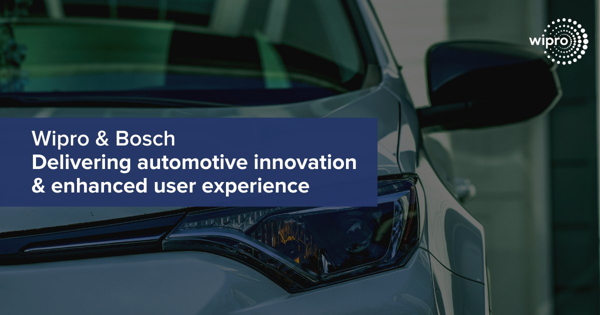 Wipro's tweet photo. @Wipro engineering and R&D teams are proud to be collaborating with @boschusa to enhance the user experience of in-vehicle displays, voice assistance, #infotainment systems, and advanced human-machine interfaces. Read more: https://t.co/UcaAectUri
#EngineeringNXT #Automotive https://t.co/rmfsWsNfx4