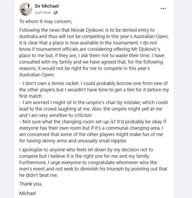 Some personal news. Wasn't expecting to have to announce this tonight but events have deemed it necessary