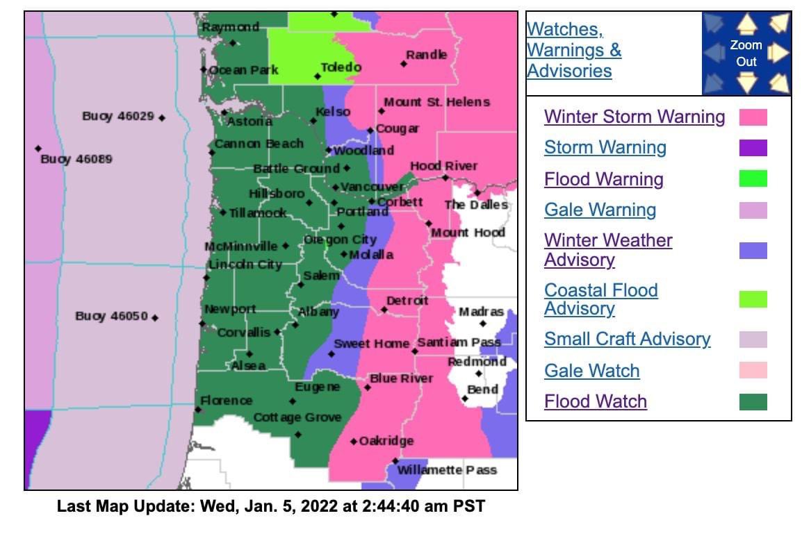 Heavy rain &amp; snow melt are going to cause some flooding the next couple days, especially near creeks/rivers that drain from the coast range. If you encounter flooded roadways, turn around, don’t drown. #pdxtraffic #turnarounddontdrown <a href="/NWSPortland/">NWS Portland</a>