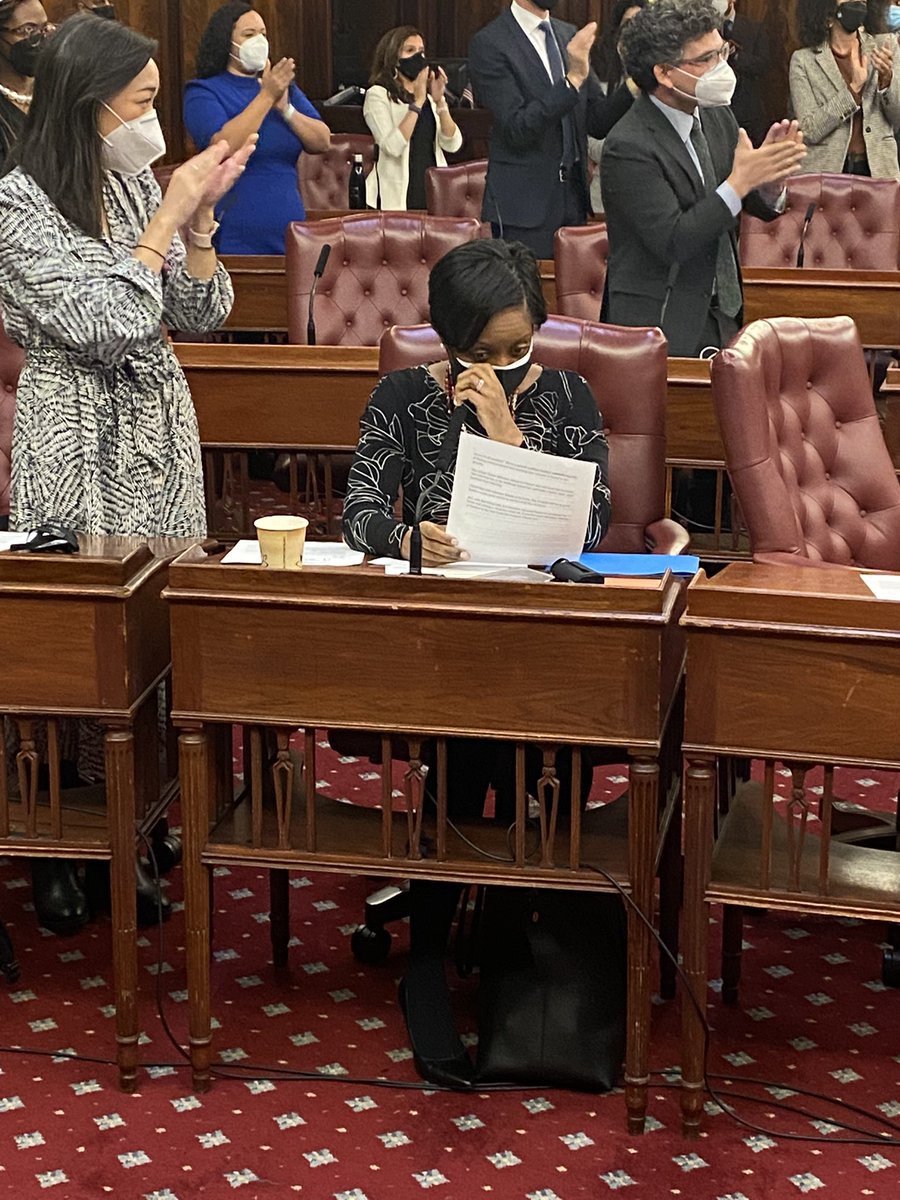 EbRenee's tweet photo. One of my favorite moments from today was @Powers4Queens tearing up as the first member to nominate @CMAdrienneAdams for Speaker of the @NYCCouncil #SEQueens https://t.co/GND68XVfWH