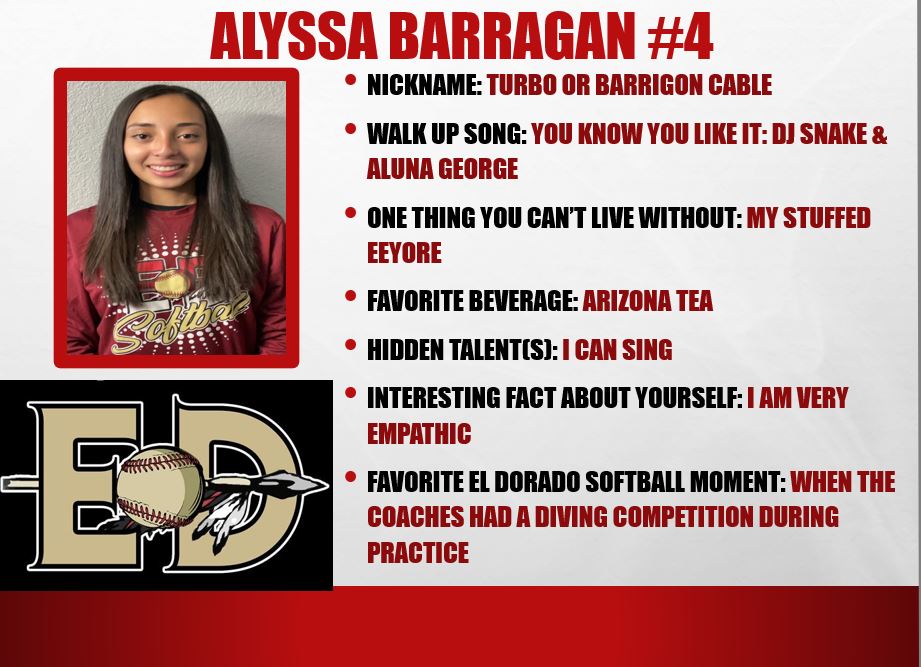 Adrian Telas (@a_telas) on Twitter photo Now till January 1⃣4⃣, we will profile our returning Varsity Aztecs 🥎.
8⃣ Days till we return to the 💎! Today, we introduce SR. Alyssa Barragan. Can't wait to see you chasing flyballs in the outfield!
<a href="/EDAztecs_HS/">Venessa Betancourt</a>
<a href="/SocorroISD/">Socorro ISD</a>
<a href="/915FASTPITCH/">El Paso Fastpitch Softball Community</a>
#TeamSISD
#AztecEmpire
#19SISTERS Now till January 1⃣4⃣, we will profile our returning Varsity Aztecs 🥎.
8⃣ Days till we return to the 💎! Today, we introduce SR. Alyssa Barragan. Can't wait to see you chasing flyballs in the outfield!
<a href="/EDAztecs_HS/">Venessa Betancourt</a>
<a href="/SocorroISD/">Socorro ISD</a>
<a href="/915FASTPITCH/">El Paso Fastpitch Softball Community</a>
#TeamSISD
#AztecEmpire
#19SISTERS