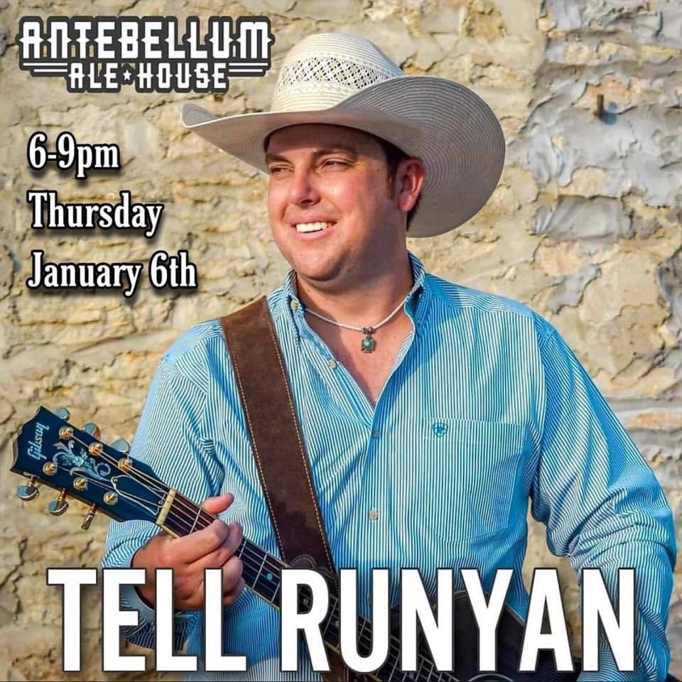 ⭐️ Thursday: Tell Runyan live at Antebellum Ale House! <a href="/TellRunyan/">Tell Runyan</a> #livemusic #texaslivemusic #musicmedia #weatherfordtx #texascountry