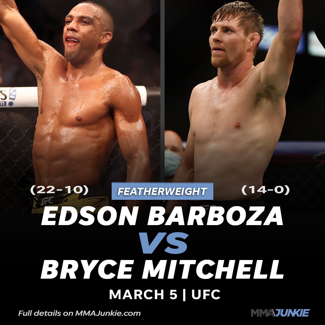 EvanMcGinn2's tweet photo. UFC 272 is shaping out rather nicely👀 😌. 

-Yan-Sterling 2 (title fight)
-Max-Volk 3 (title fight)
-Yan Xiaonan vs. Marina Rodriguez (Not Pictured) 
-Barboza vs Bryce Mitchell 
-Jalin Turner vs Jamie Mullarkey 
(Not Pictured) 
#UFC #UFC272 #MMATwitter https://t.co/WlAB5x4nNc