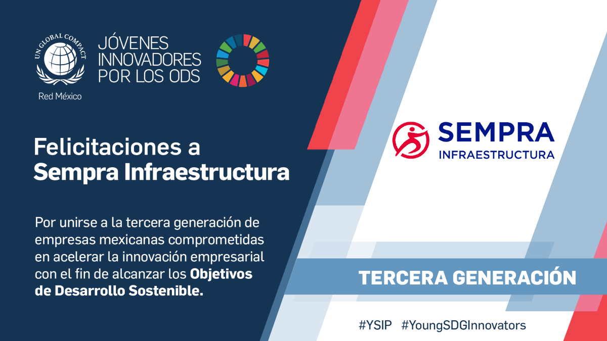 PactoGlobalMx's tweet photo. ¡Felicitaciones a @SempraInfra_MX por unirse al programa #JóvenesInnovadoresPorLosODS e impulsar una mentalidad innovadora en sus jóvenes colaboradores para acelerar los Objetivos de Desarrollo Sostenible!
#YSIP – #PactoMundialMéxico
👉🏻https://t.co/CkRkSidFaI
#UniendoEmpresas https://t.co/OjnuDjbU0e