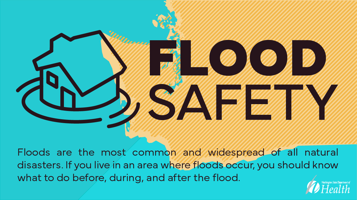 WADeptHealth's tweet image. Floods are the most common and widespread of all natural disasters. If you live in an area where floods occur, you should know what to do before, during, and after the flood. spr.ly/6016JAQwn