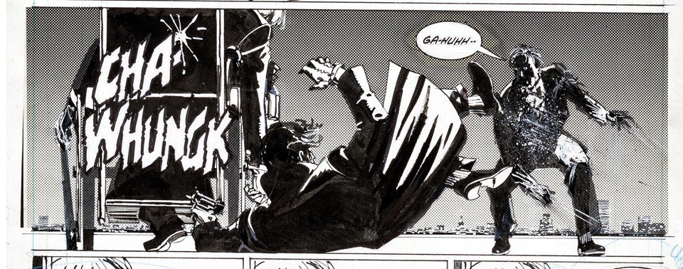 All my illustration professors:" NEVER have your figures stand on panel/frame edge"

Chaykin: 