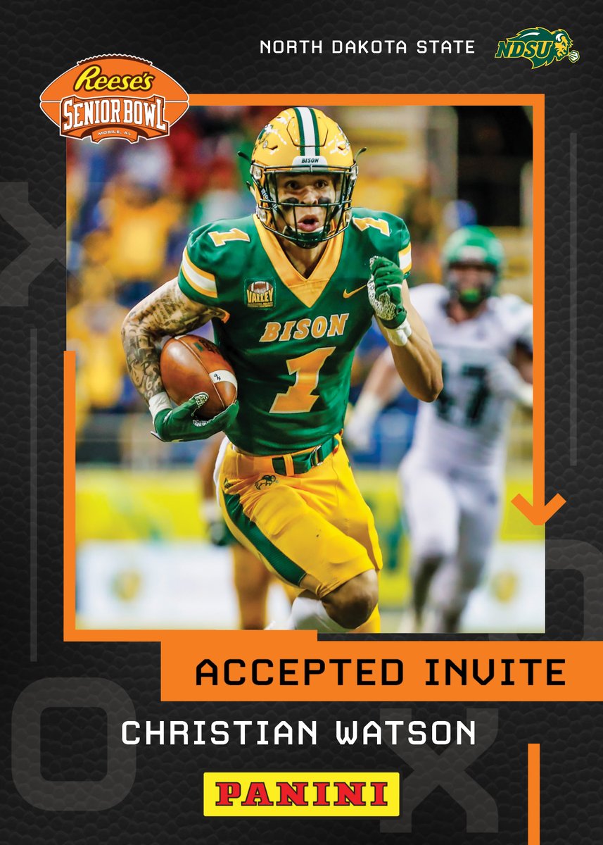 seniorbowl's tweet photo. Please welcome WR Christian Watson @ChristianW2017 from @NDSUfootball to the 2022 @Reeses Senior Bowl!!! #TheDraftStartsInMOBILE™️ 

@JimNagy_SB @PaniniAmerica #RatedRookie https://t.co/WahZnl78cb