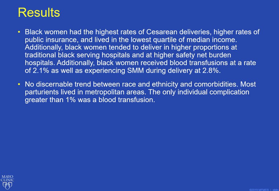 emilysharpe's tweet photo. When adjusting for patient- and hospital-level confounders, Black women who were treated at an “average” hospital (whose random effects values are equal to 0) were 38% more likely than white women to experience any SMM (aOR: 1.38, 95% CI 1.35–1.41)
#OBAnes #MayoAnesJC #AnesJC https://t.co/GwUISYhAml