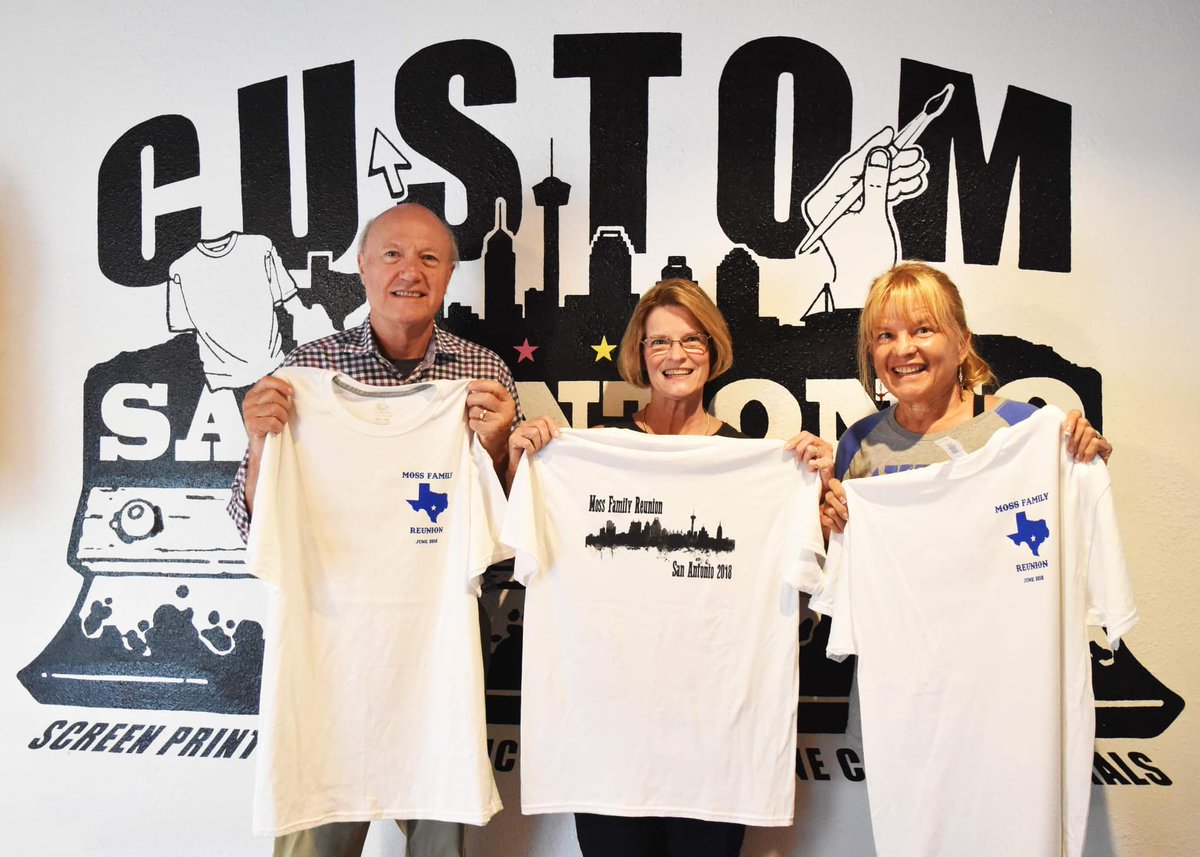 Previous order from back in the day for the Moss Family in 2018, for their family reunion.

1 color front print / 1 color back print 

#familyreunion #familyevent #reuniontshirt #customtshirts #screenprintingservices #sanantoniotexas🇨🇱 #texasbusiness #localbusiness #customorder