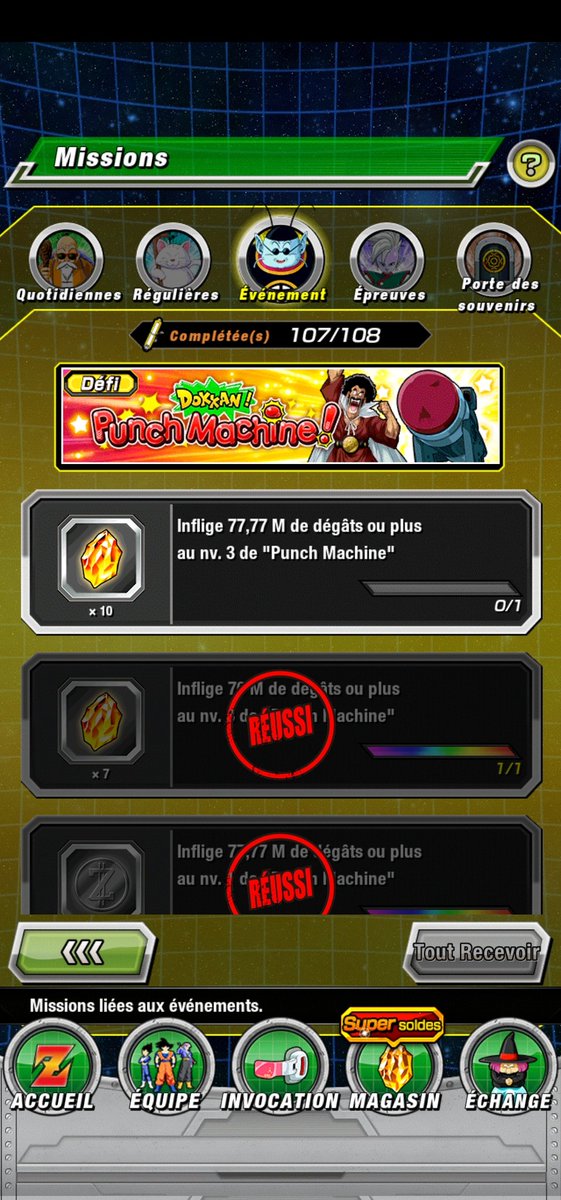 's tweet image. J'arrive toujours pas à valider la mission #PunchMachine niveau 1 alors que j'y suis arrivé pour les autres avec le même goku GT.
Un petit coup de main pour me dire ce qui cloche svp ? #DokkanBattle
