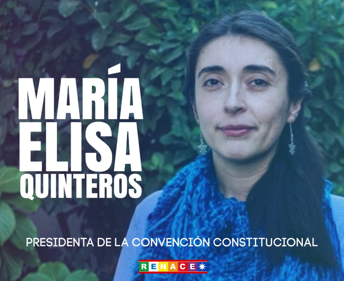 renace_oficial's tweet image. Saludamos con profunda alegría a María Elisa Quinteros @MEQChile , nueva presidenta de la #ConvencionConstitucional @convencioncl .
Desde @renace_oficial deseamos una gestión exitosa, llena de buenas noticias para Chile.