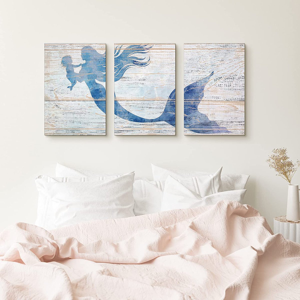 BeachfrontDecor's tweet photo. Mermaid wall decor is very popular in beach homes, especially in a child's room or a nursery. Shop our favorite mermaid wall decorations here: https://t.co/mvNbsTXJWd https://t.co/9sbG3WpCaR
