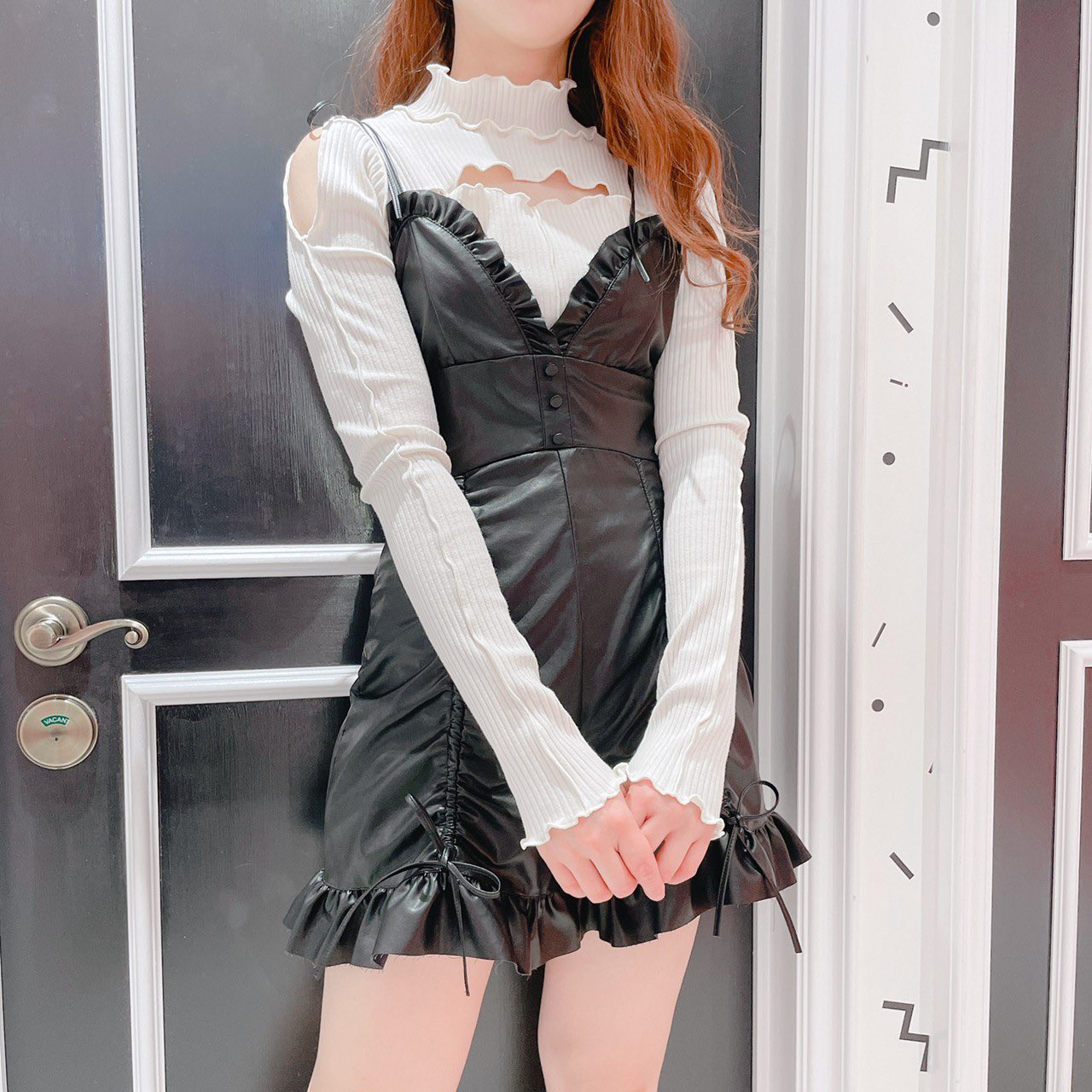 lilLilly リルリリー レザーフリルオールインワン