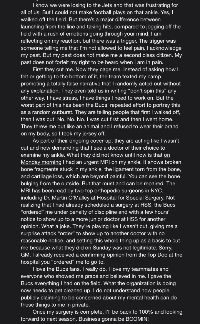 Antonio Brown released a statement telling his side of the story in the Bucs saga.

He said Bruce Arians tried to make him play through an ankle injury.

bit.ly/3n0rOFS