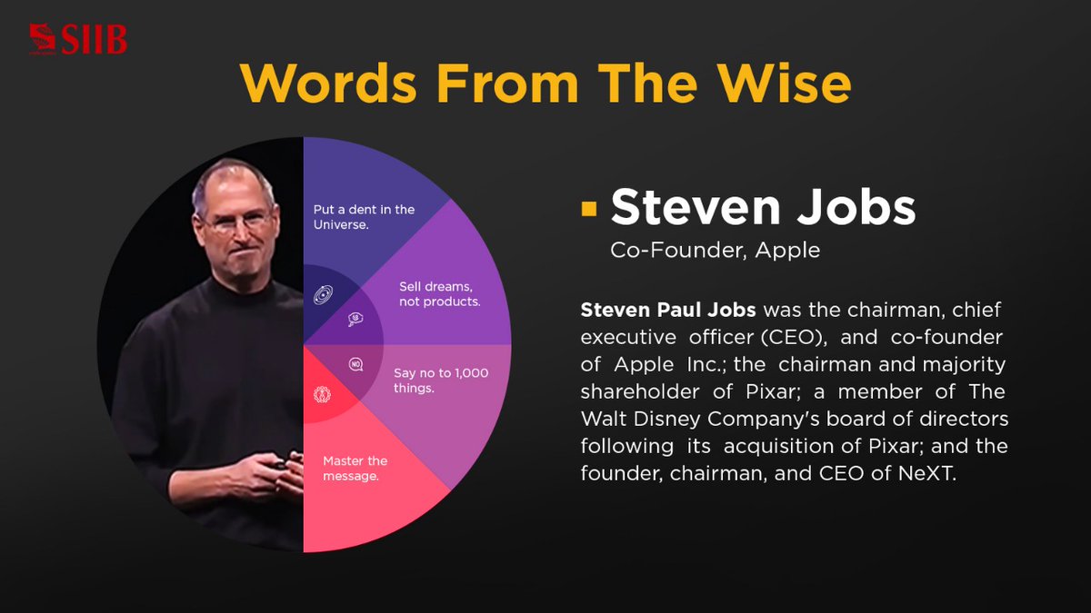 SIIBTweets's tweet photo. #Innovation distinguishes between a #leader and a #follower.
In this edition of words from the wise we have Steve Jobs, co-founder of #Apple 
Let's see what we can take away from here.

@symbiosistweets

#MBA #SIIB #Pune #motivation #inspiration #qouteoftheday https://t.co/QwquJCUyim