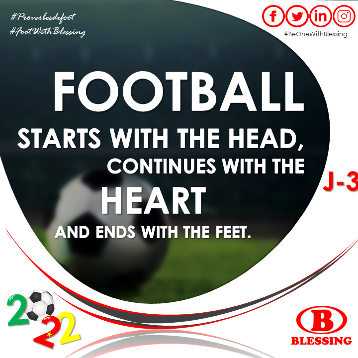 Blessingcmr's tweet photo. We are 3️⃣ days away from the inaugural #AFCON2022🇨🇲 game between Cmr and Burkina. Now is the time to realize that, "Football starts with the head, continues with the heart and ends with the feet." Share your fave #FootballQuotes w/ us.
#FootWithBlessing⚽️ #BeOneWithBlessing⛽️ https://t.co/am6bBfwudl
