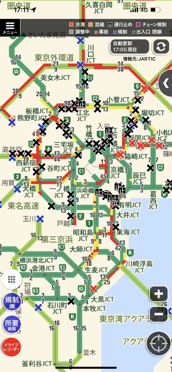 首都高速１１号台場線の最新事故情報