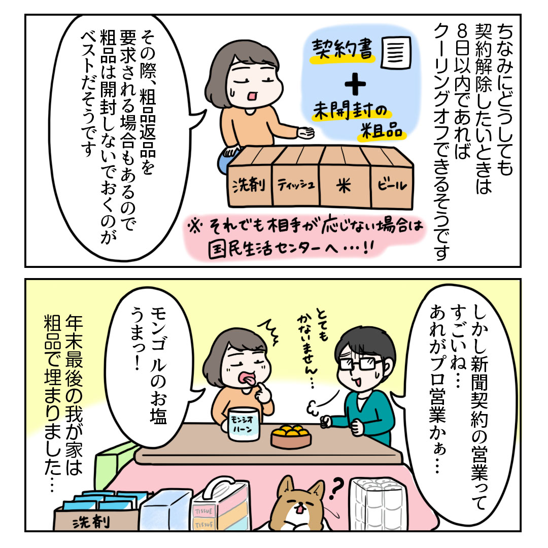 つづき 2/2
今回の教訓は「粗品は決してプレゼントではない」ということですね。今年もまた頑張って新聞を読もうと思います。 