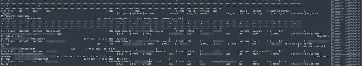 S0ufi4n3's tweet image. Someone shared a massive data breach in @altice_portugal due to an SQL injection on one of their portal.

#CyberSecurity #Data #Breach #Leak #Infosec #threat